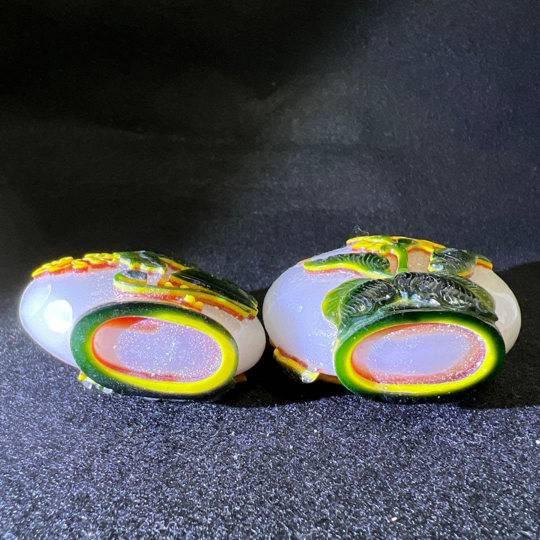 中国古玩　乾隆ガラス鼻煙香　木箱付　高さ約7㎝　東Y8-0122☆2F