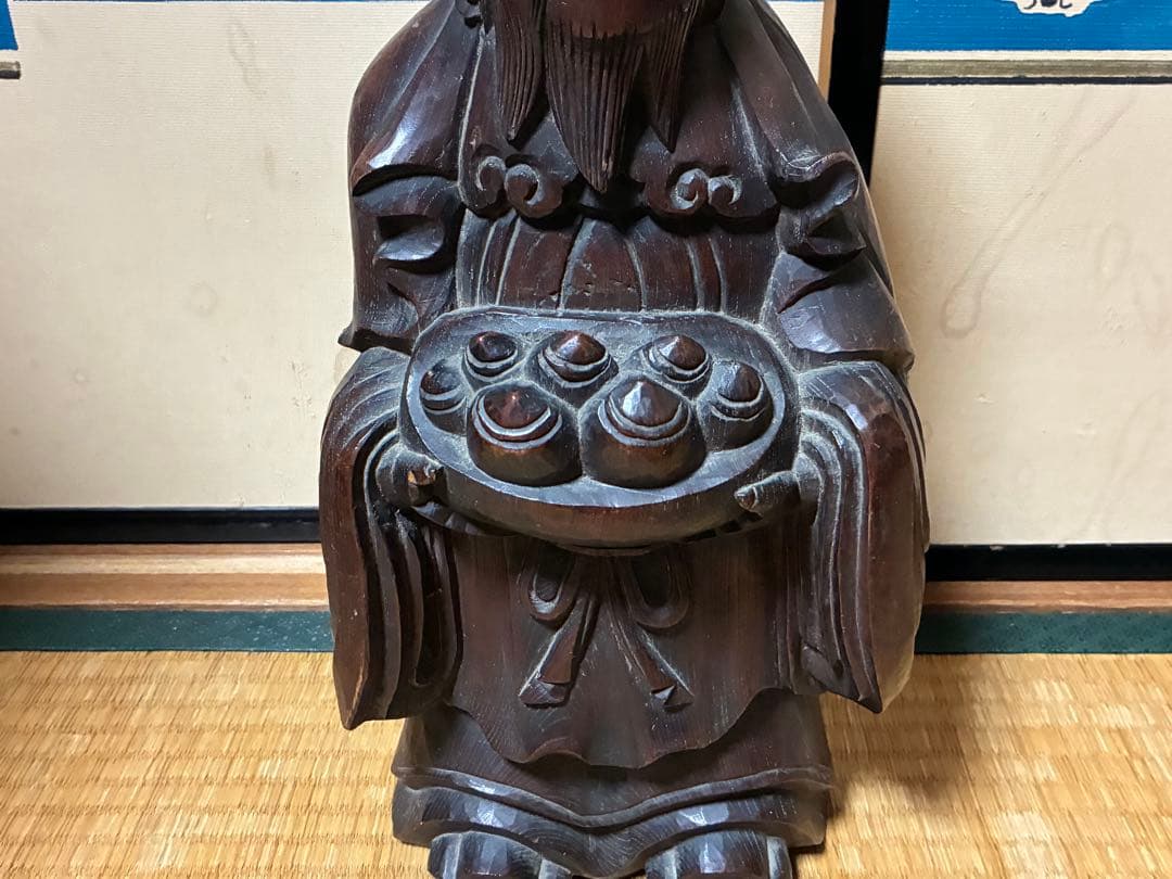 木製 彫刻 中国？ 人物像 約44㎝ 唐物