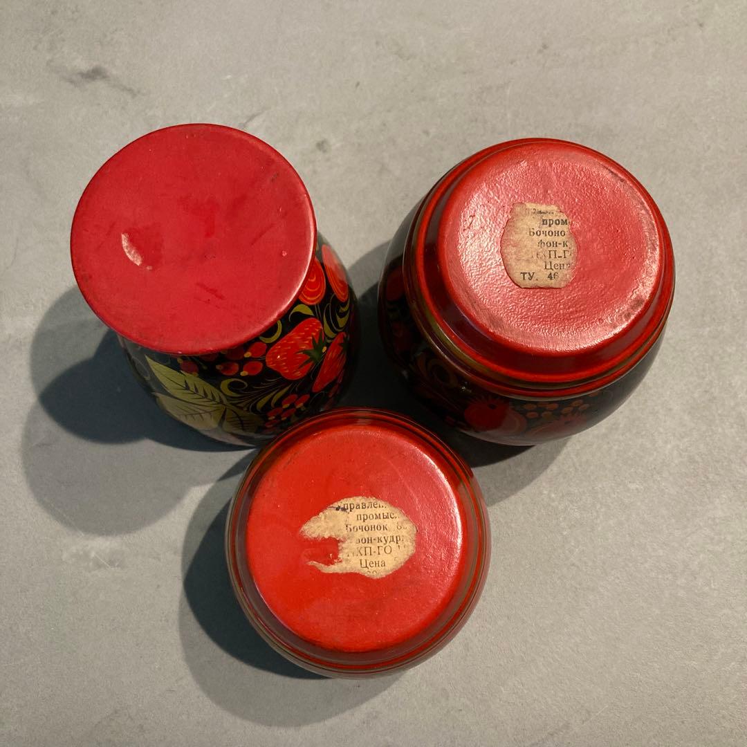 ロシア伝統工芸品 ホフロマ塗り 漆器 トレイ 小物入れ 食器 12点セット