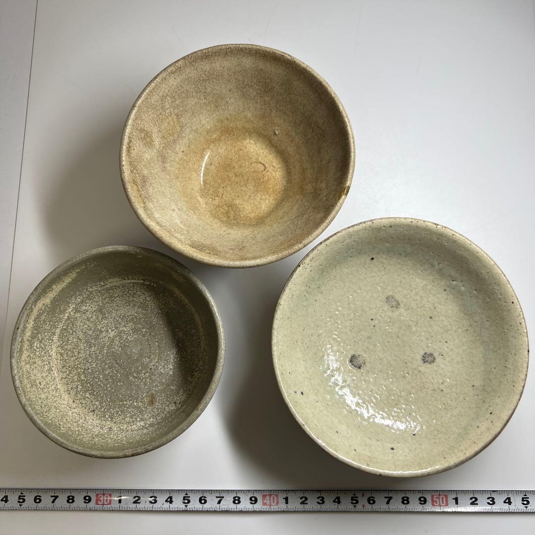 16~19世紀　高麗青磁皿、茶碗3客　東Y7-0806① トヒコ