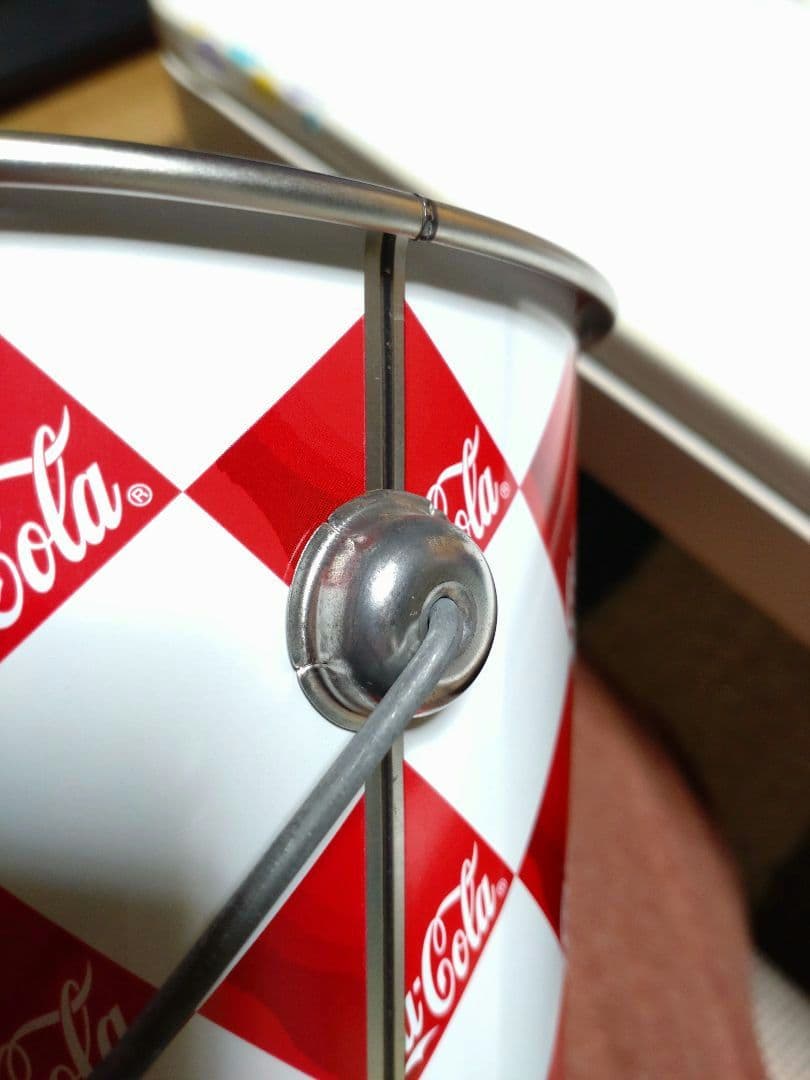 コカ・コーラ/Coca-Cola 筒型 缶 蓋付き チェック柄 赤✖白 貴重