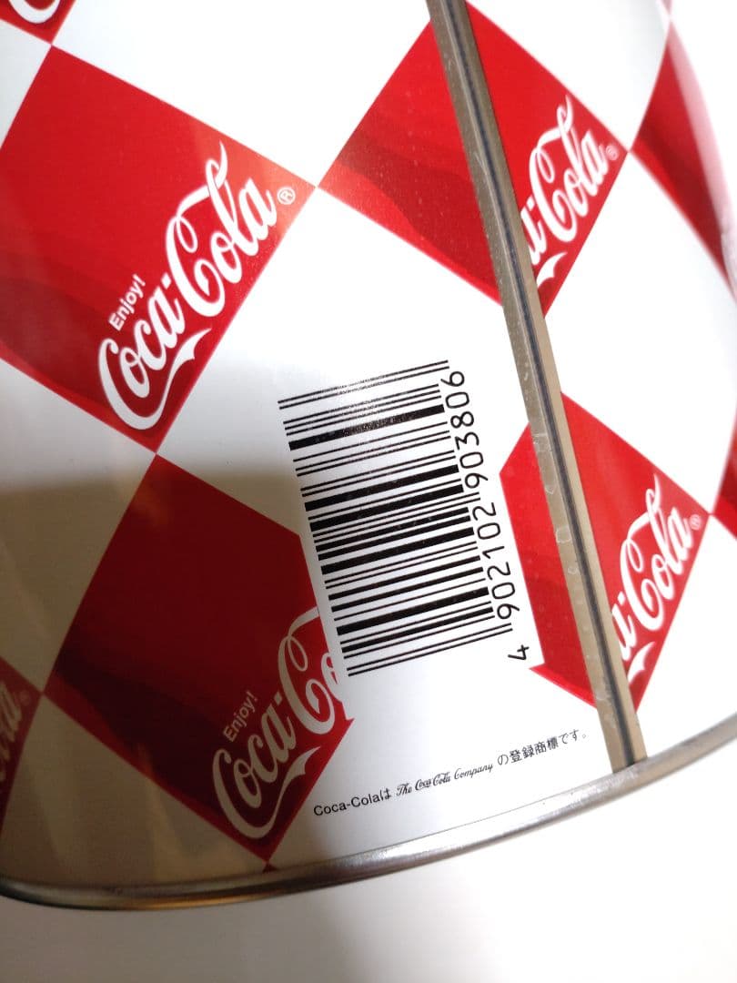 コカ・コーラ/Coca-Cola 筒型 缶 蓋付き チェック柄 赤✖白 貴重