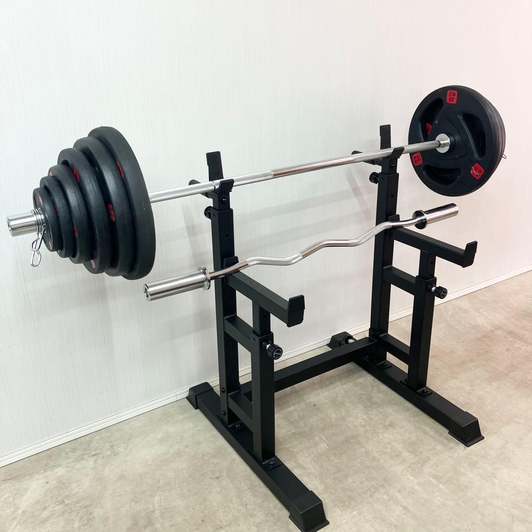 ■プレート107.5kg スタンド 180cmオリンピックバー EZバー セット