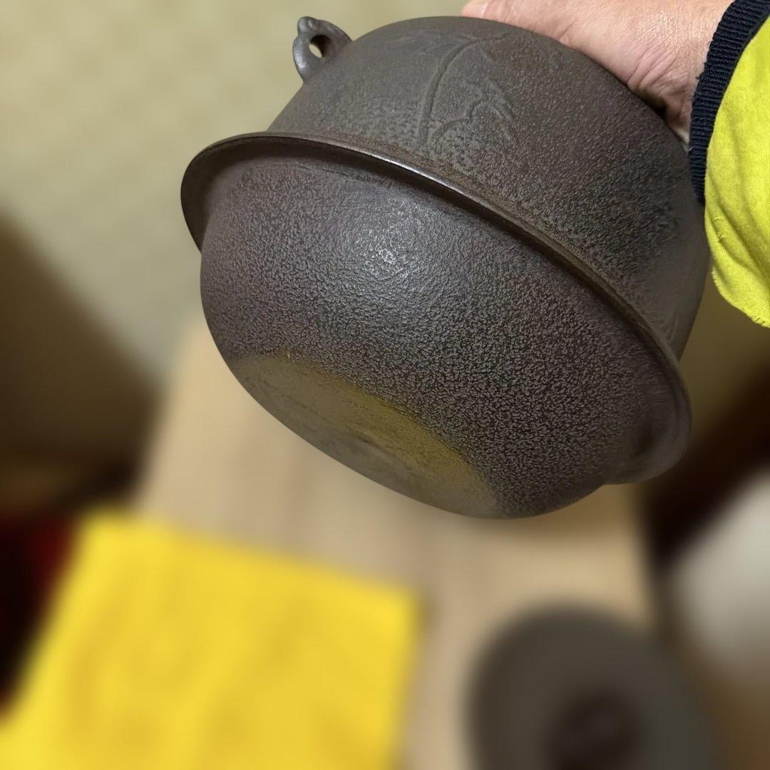 初だし品　　茶釜　浜松紋真形釜　人間国宝　釜師　高橋敬典　銅蓋　共箱　茶道具