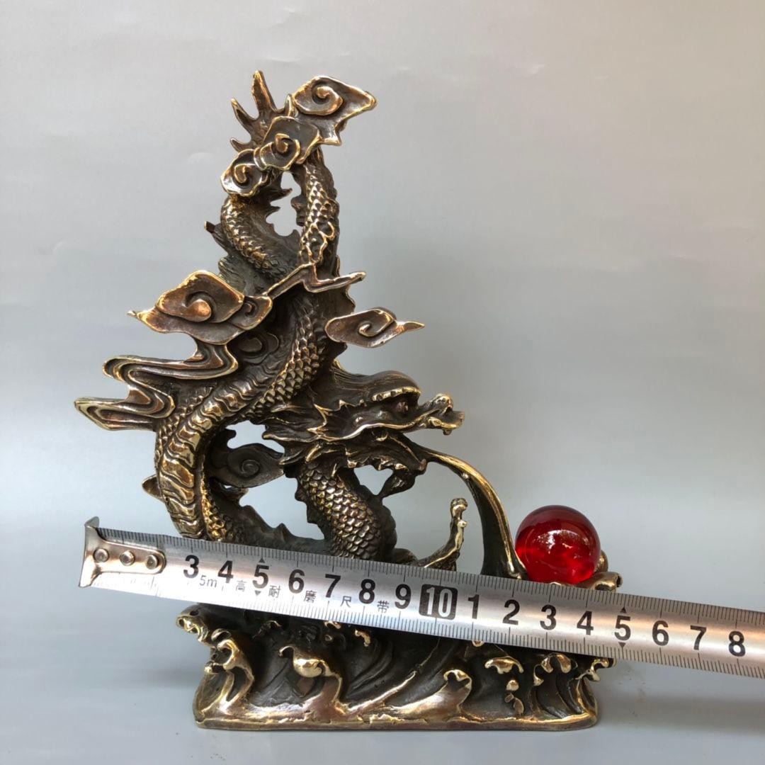 青龍戯珠 銅器 工芸品 美術品 置物