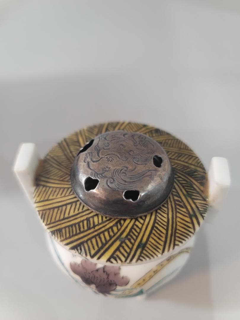古美術 古九谷 香炉 銀火屋 時代物 DT187