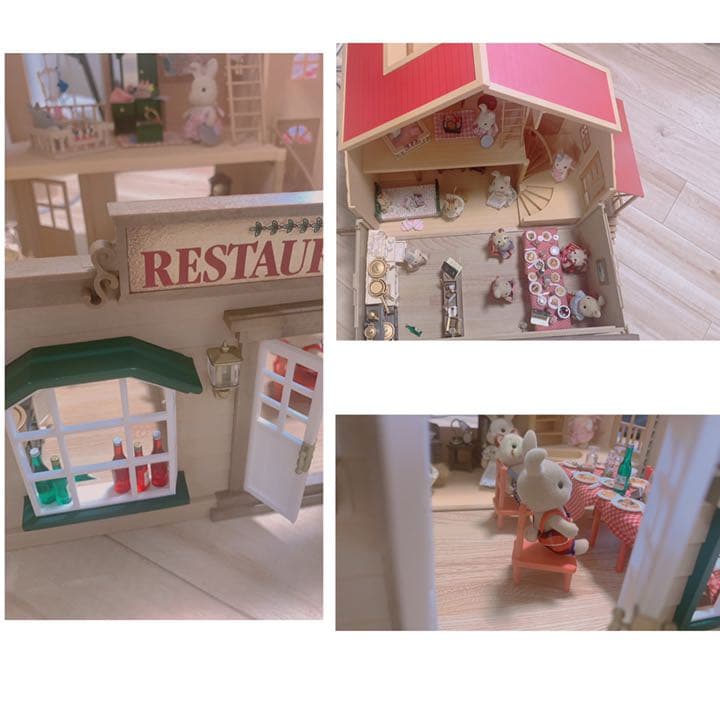 家具人形付＊シルバニアファミリー＊赤い屋根の大きなお家&シルバニア森のレストラン