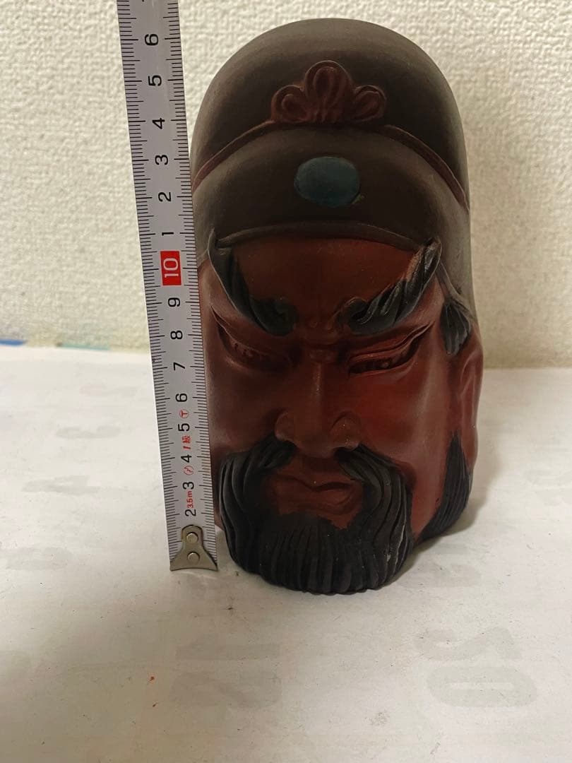 中国美術　在銘　紫砂彫塑　壁挂　置物　關羽像　アンティーク