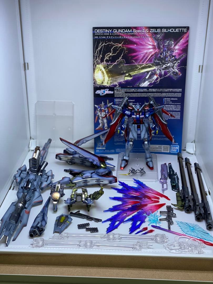 ガンプラ完成品HG デスティニーガンダムspecⅡ & ゼウスシルエット全塗装
