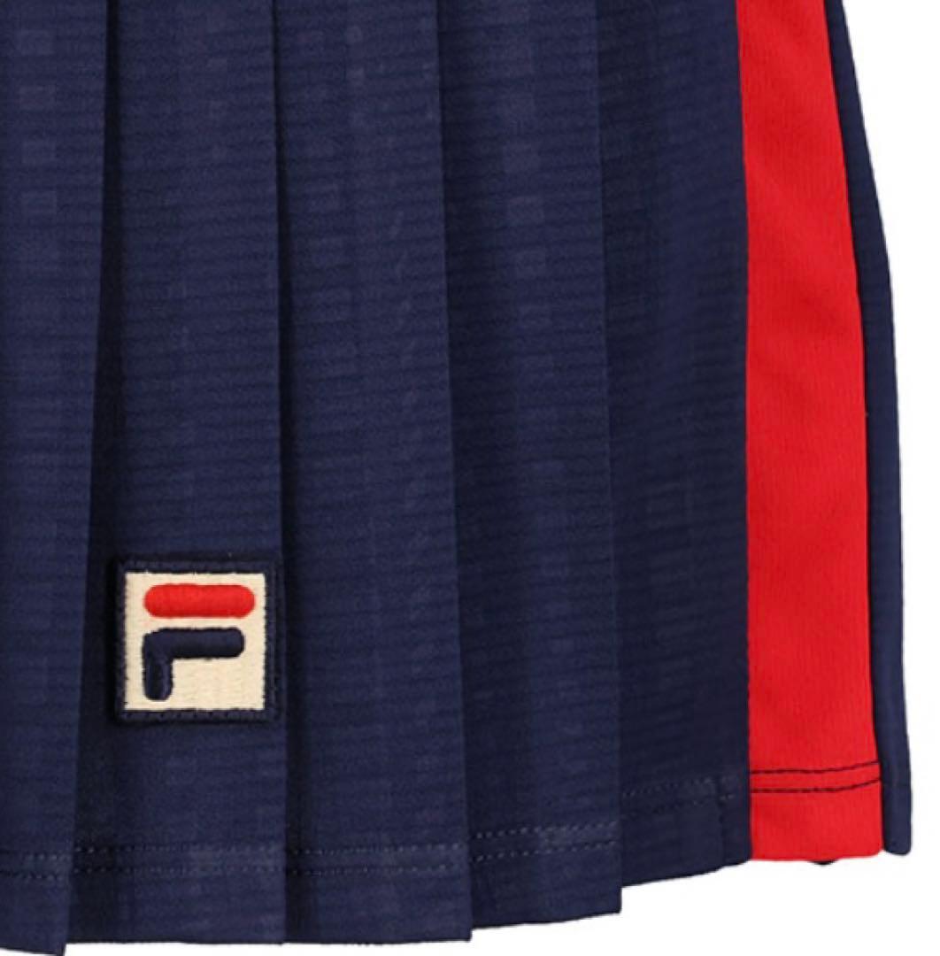 No.609 FILA 今期秋冬最新☆*。エンボスプリーツスコート☆NAVY☆