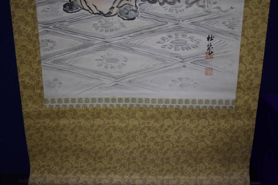 真作/杜龍/禅問答図/人物/朝鮮/布袋屋掛軸HI-302