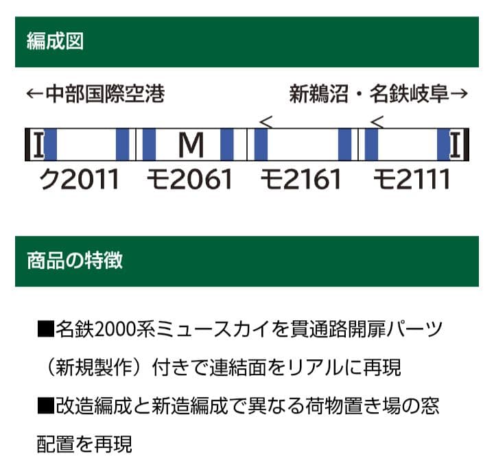 【Nゲージ】GREENMAX製【30423 名鉄 2000系 ミュースカイ】