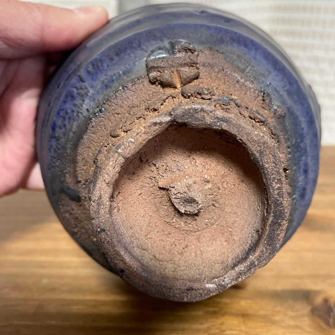 陶器　長春天山　窯変瑠璃茶碗　銘海の原　木箱入り