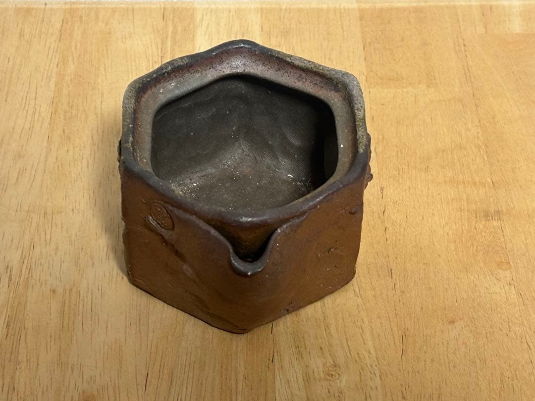 78.備前焼 宝瓶 登り窯 カニとタニシ 蟹 貝 六角 手びねり 急須