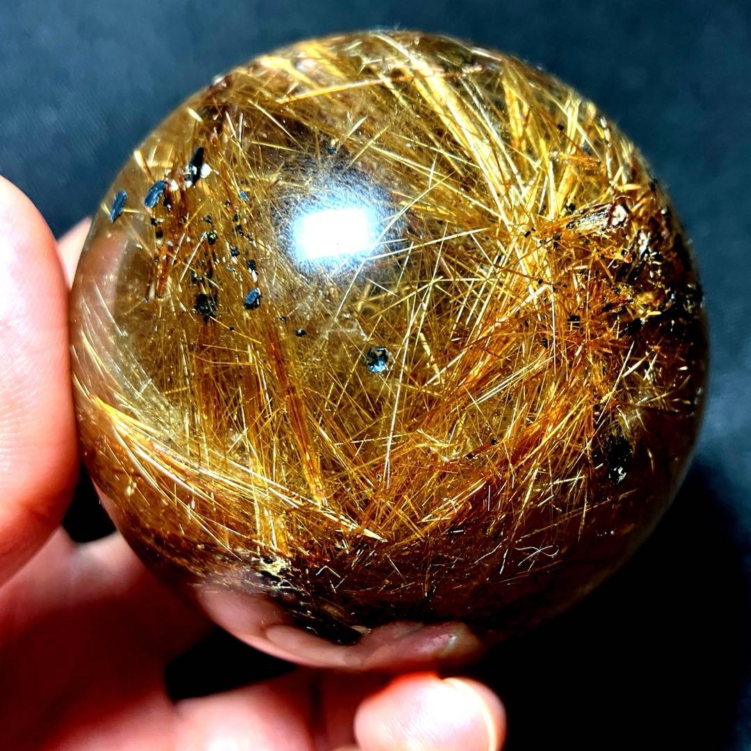 超絶綺麗✨62mm ゴールドルチルクォーツ　丸玉　スフィア　金針水晶