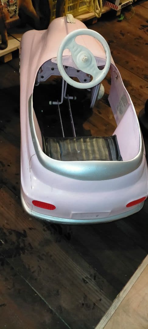 希少ブリキ 足こぎペダルカークラッシクカー旧車 ピンク SUPER SPORT