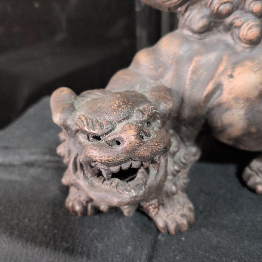 威風堂々★備前焼★狛獅子★獅子★骨董品 縁起物 古美術