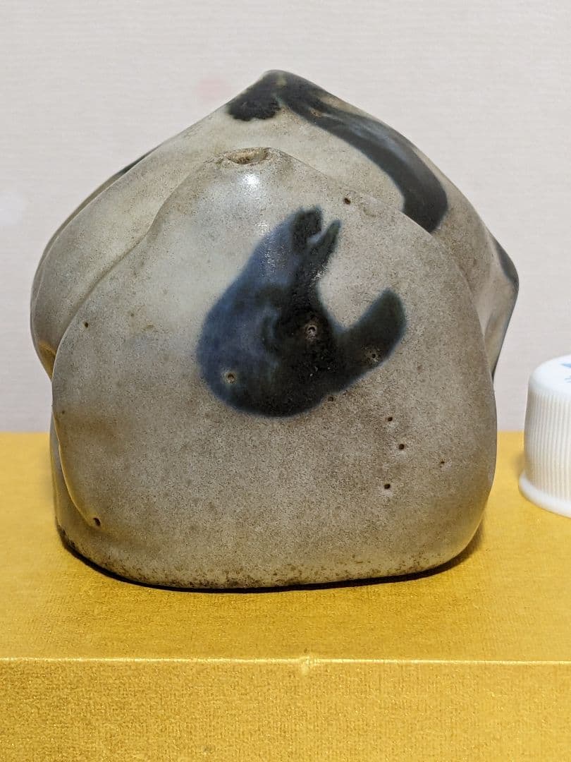 ⭐朝鮮陶磁 李朝中期 染付 桃形 水滴 文房四宝 コレクション骨董品アンティーク