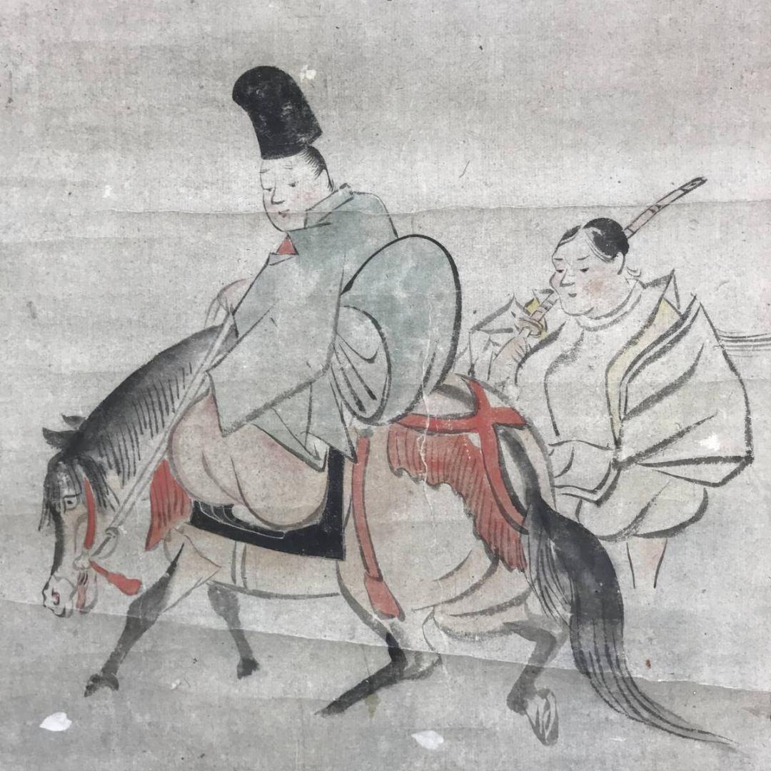 模写/尾形光琳/在原業平/東下り/人物/平家物語/掛軸/名家伝来/AK-667