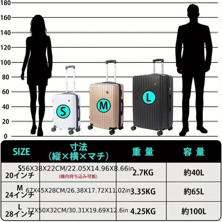 拡張機能付き超軽量ブラックキャリーケース耐衝撃素材大型静音ダブルキャスター