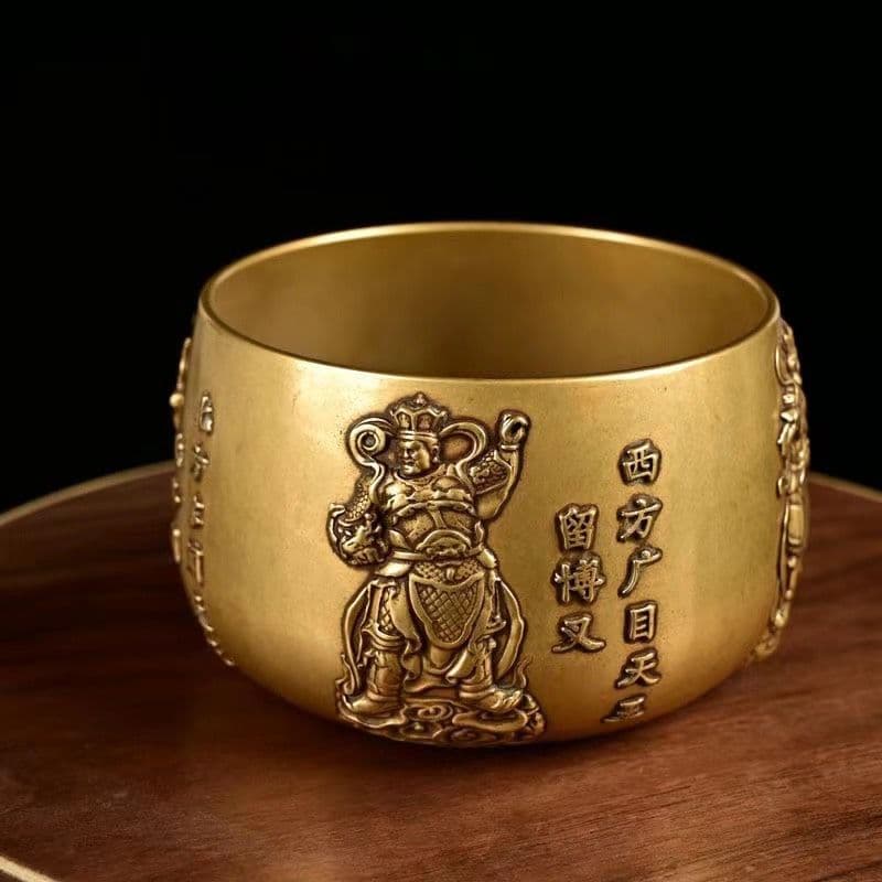 銅器 四天王招財聚宝盆 仏鉢 供養 法器 供盤 装飾品 工芸品 置物