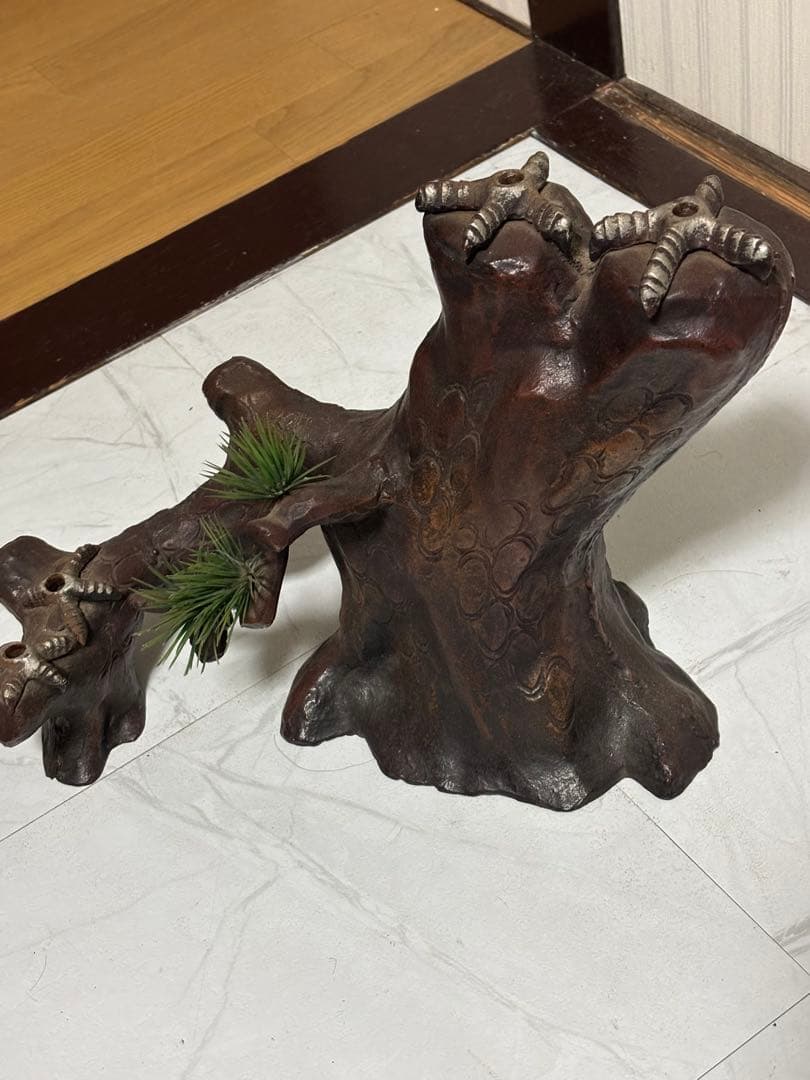 双鷹　双鷲　鉄製　置物 秀峰作
