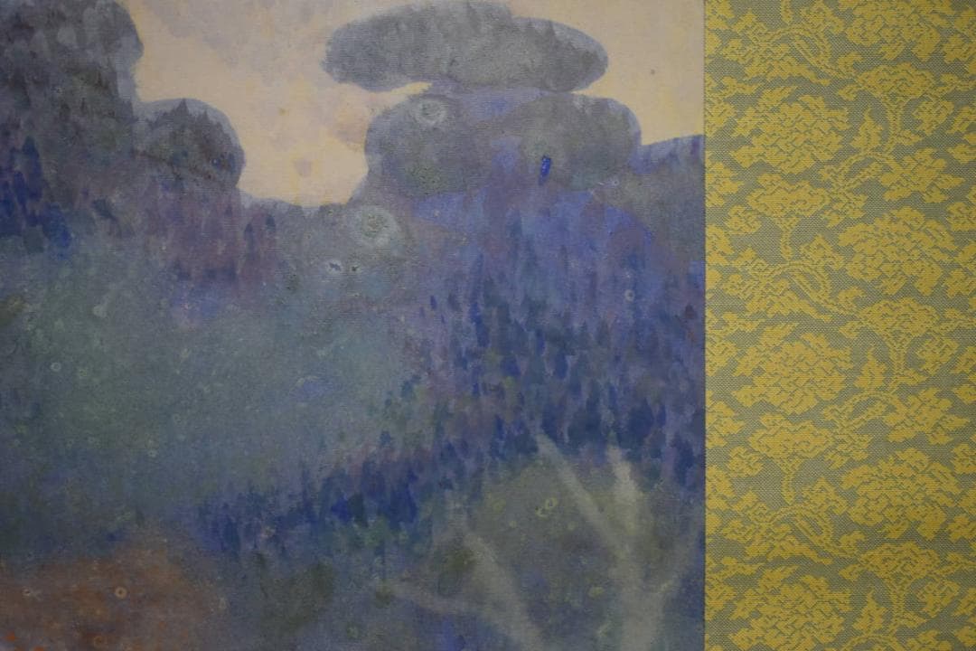 真作/中田晃陽/春堤/桜図/桐共二重箱付/布袋屋掛軸HH-860