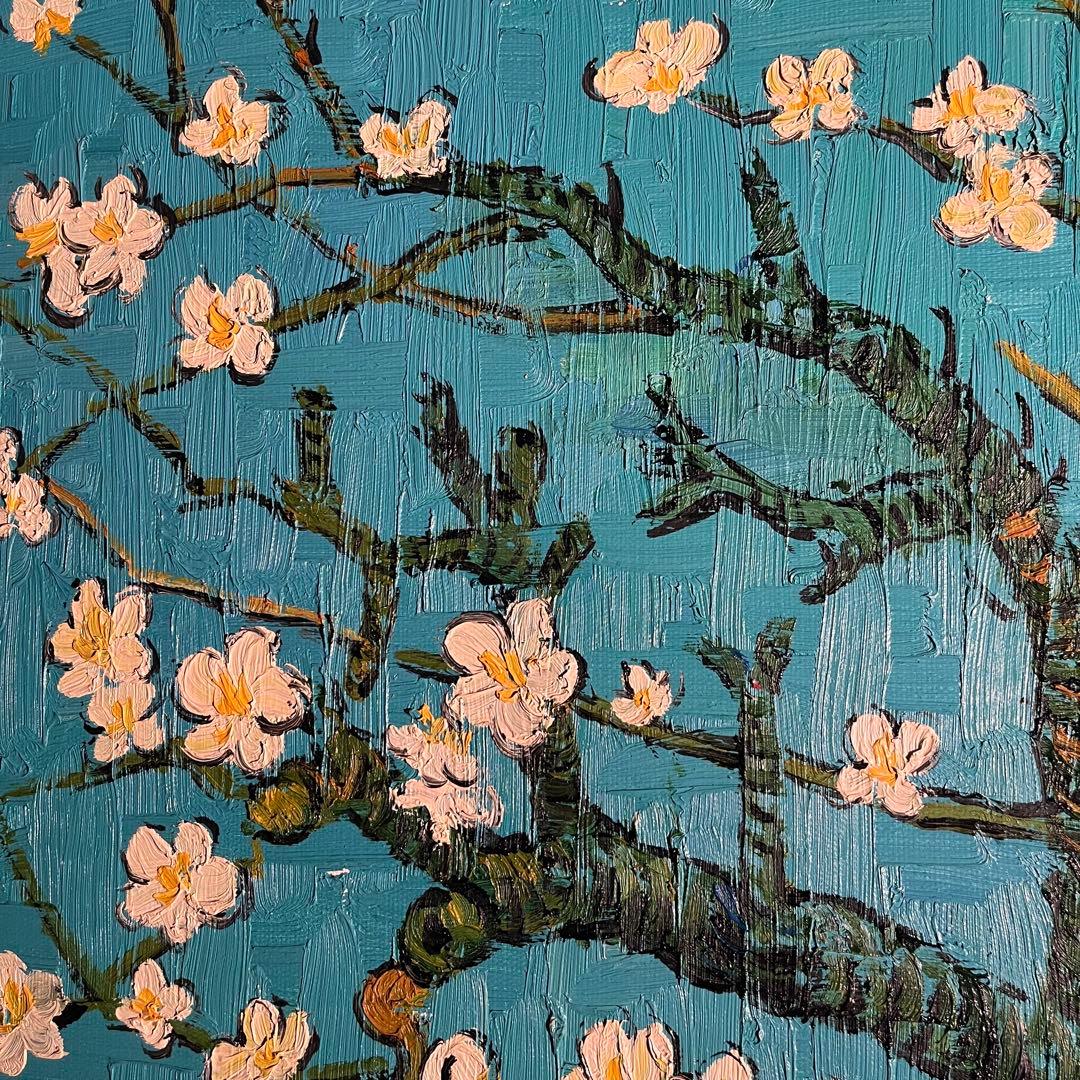 （大）手書き油絵 ゴッホ 花咲くアーモンドの枝 肉筆絵画 インテリア 油彩画
