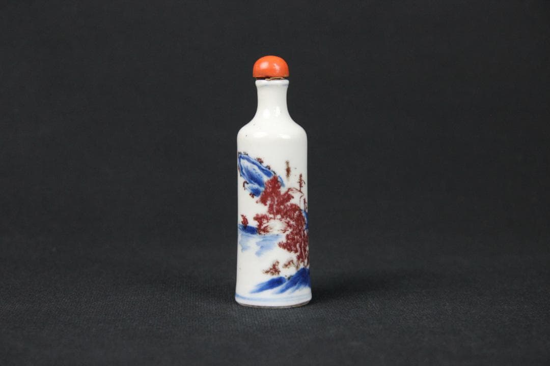 中国美術　青花　山水紋　ㄏ　景徳鎮　清時代　磁器製　時代物 Eo15-3
