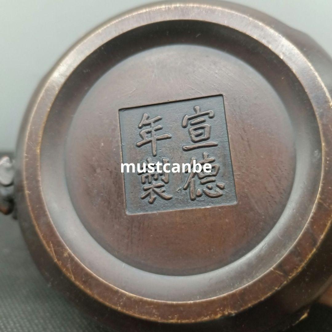 銅器 香炉 瑞獣双耳蓮葉蓮華香炉 仏堂供養炉 挿し香炉 香道具 工芸品 置物