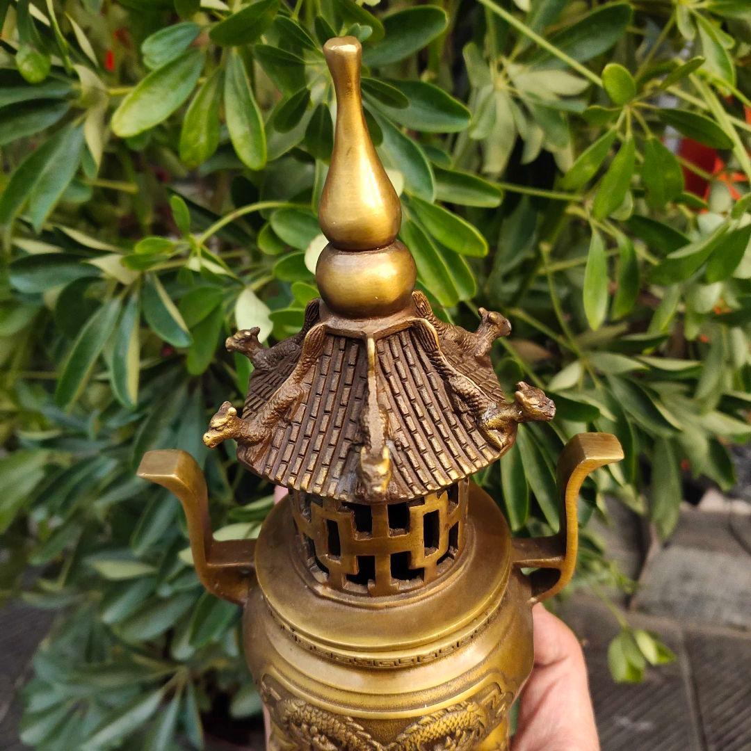 純銅製塔炉  細工 茶道具  工芸品 美術品 置物