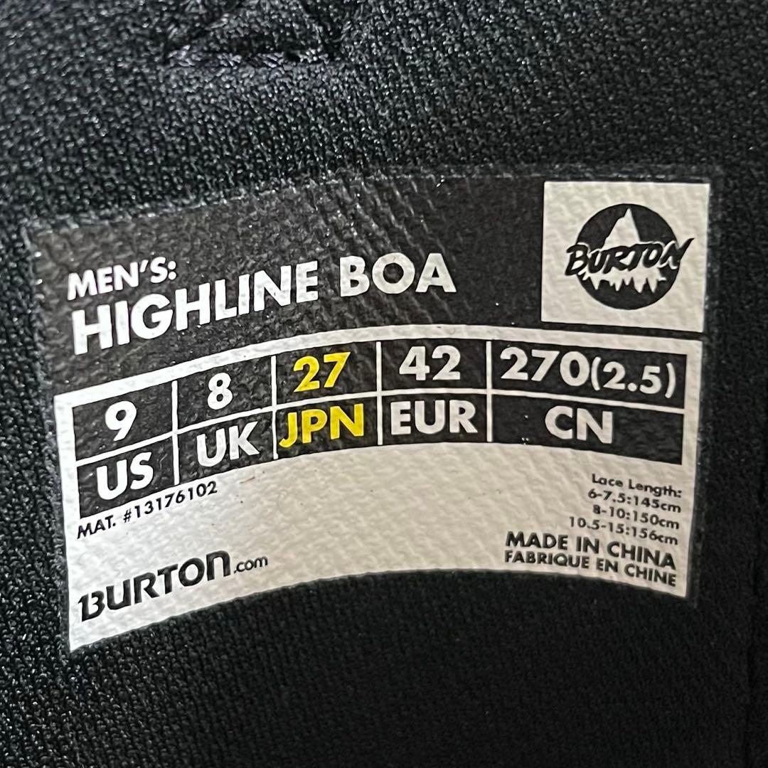 【美品_即日発送】BURTON スノボ HIGHLINE BOA 27.0cm