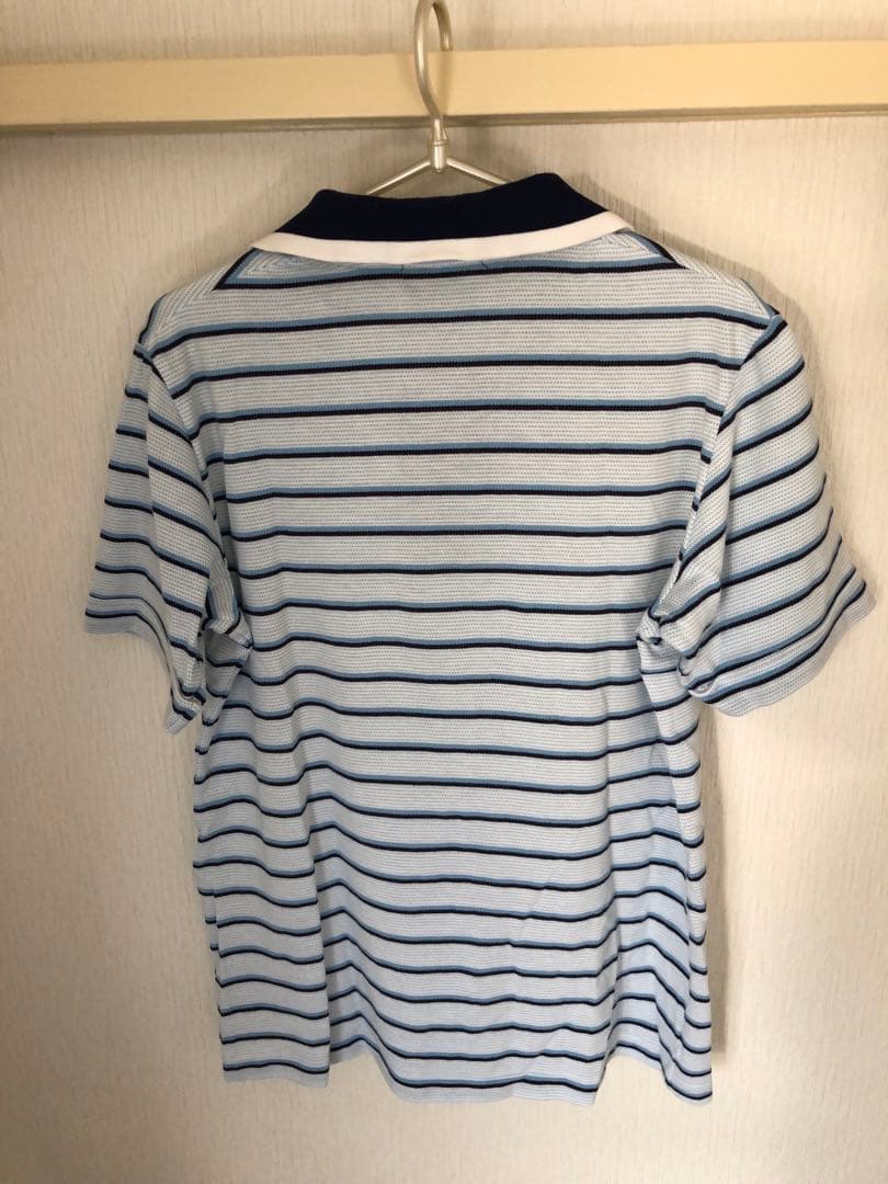 Sergio Tacchini ポロシャツ L 青系ストライプ