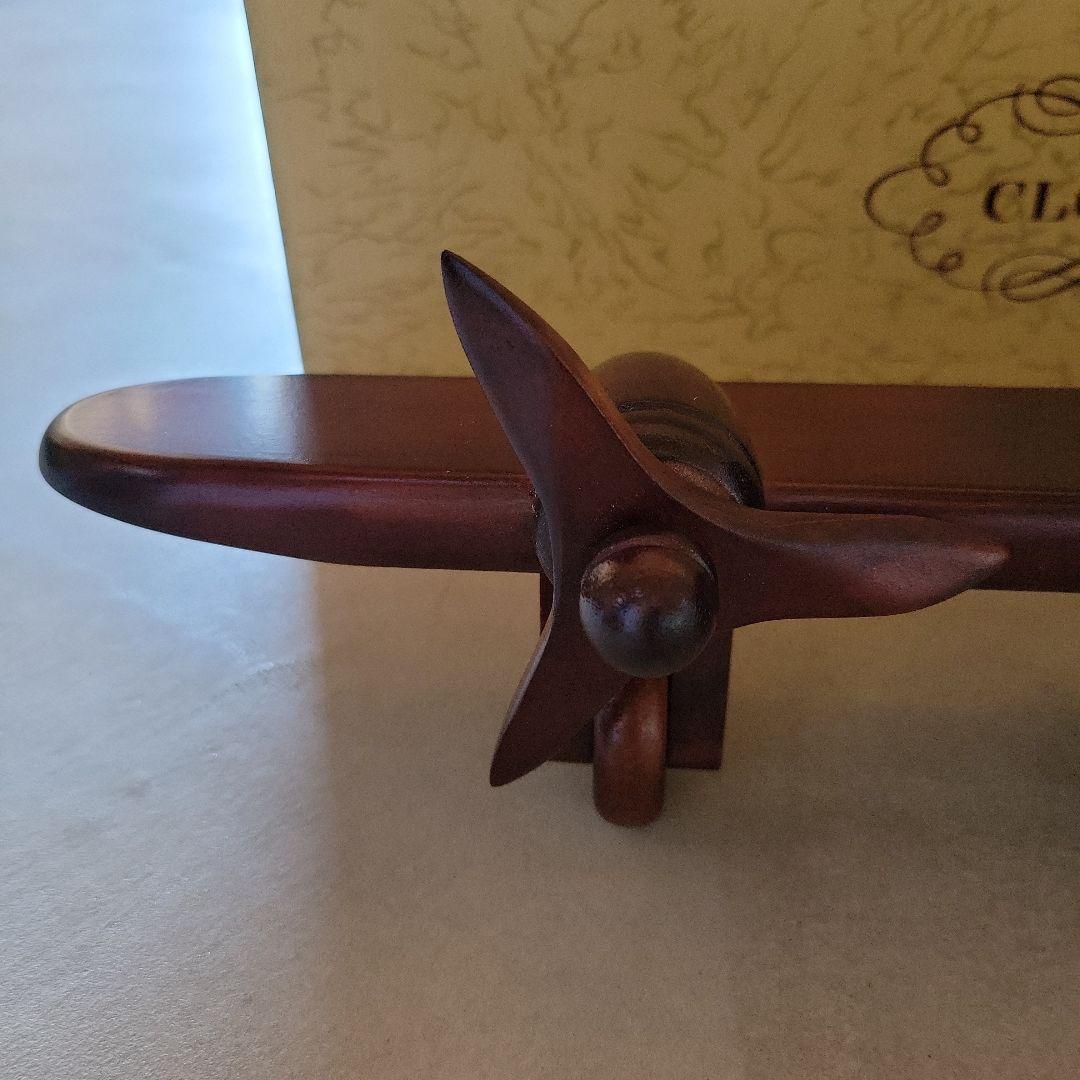飛行機型木製置時計