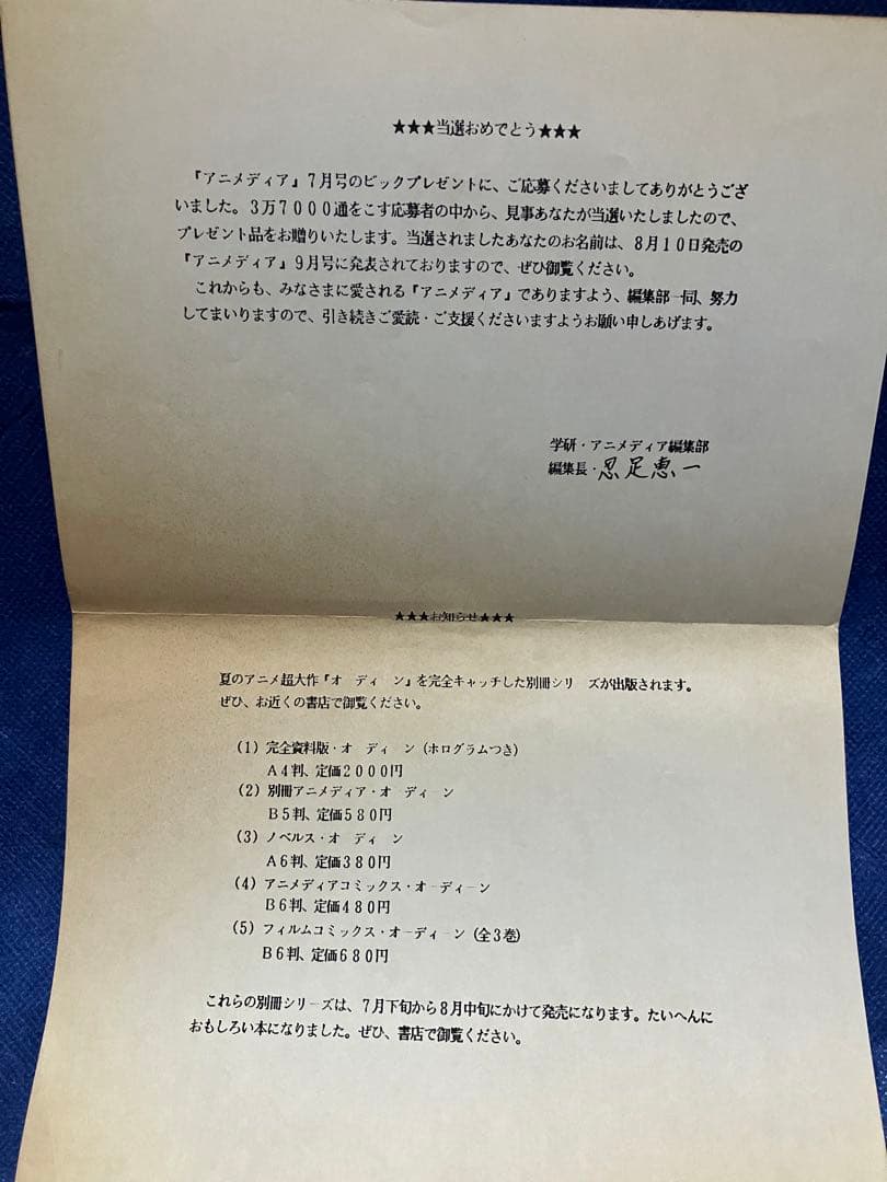 天野喜孝　肉筆　カラー彩色イラストサイン色紙　天使のたまご　一点もの　限定非売品