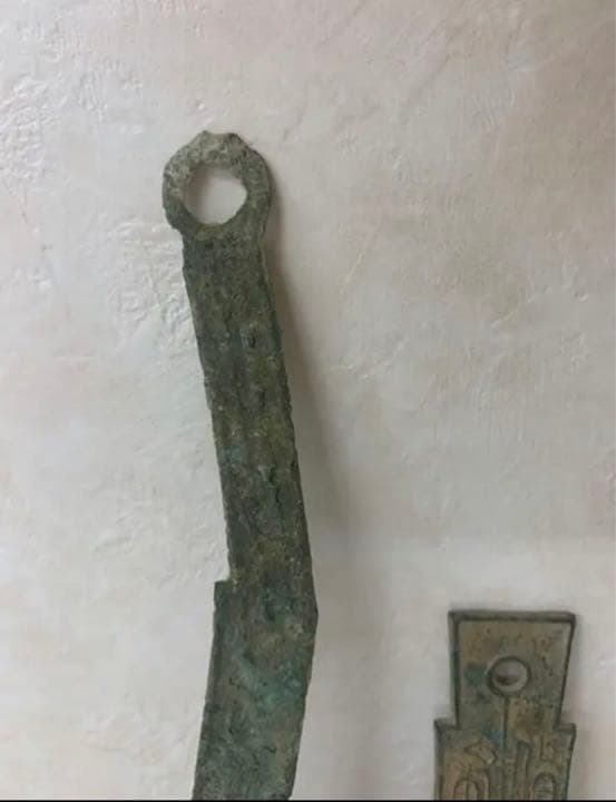 中国漢青銅器お金３点発掘品　骨董アンティーク古美術品　唐物コレクション江戸　青磁