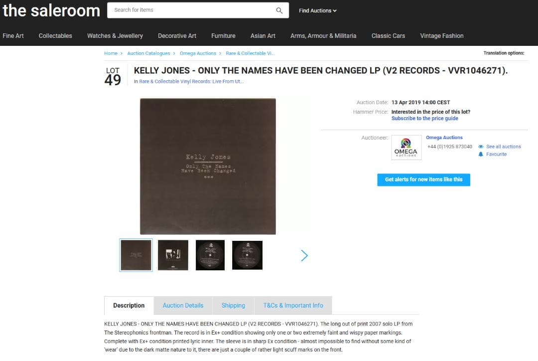 Kelly Jones Only The Names... LP 美品 希少盤
