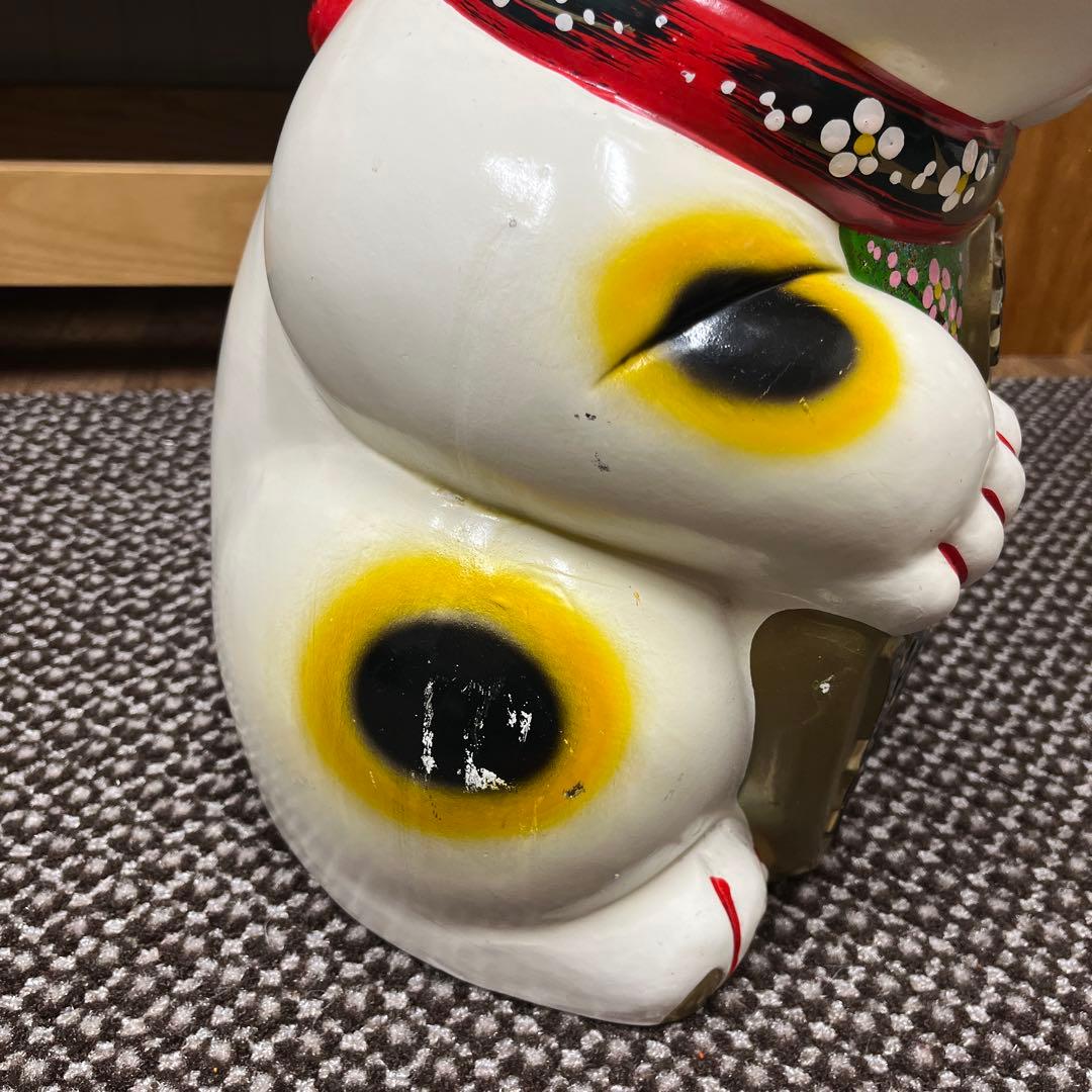 陶器製 縁起担ぎに❣️招き猫 幸運を呼ぶ置物　常滑焼　BIGサイズ　左手上げ