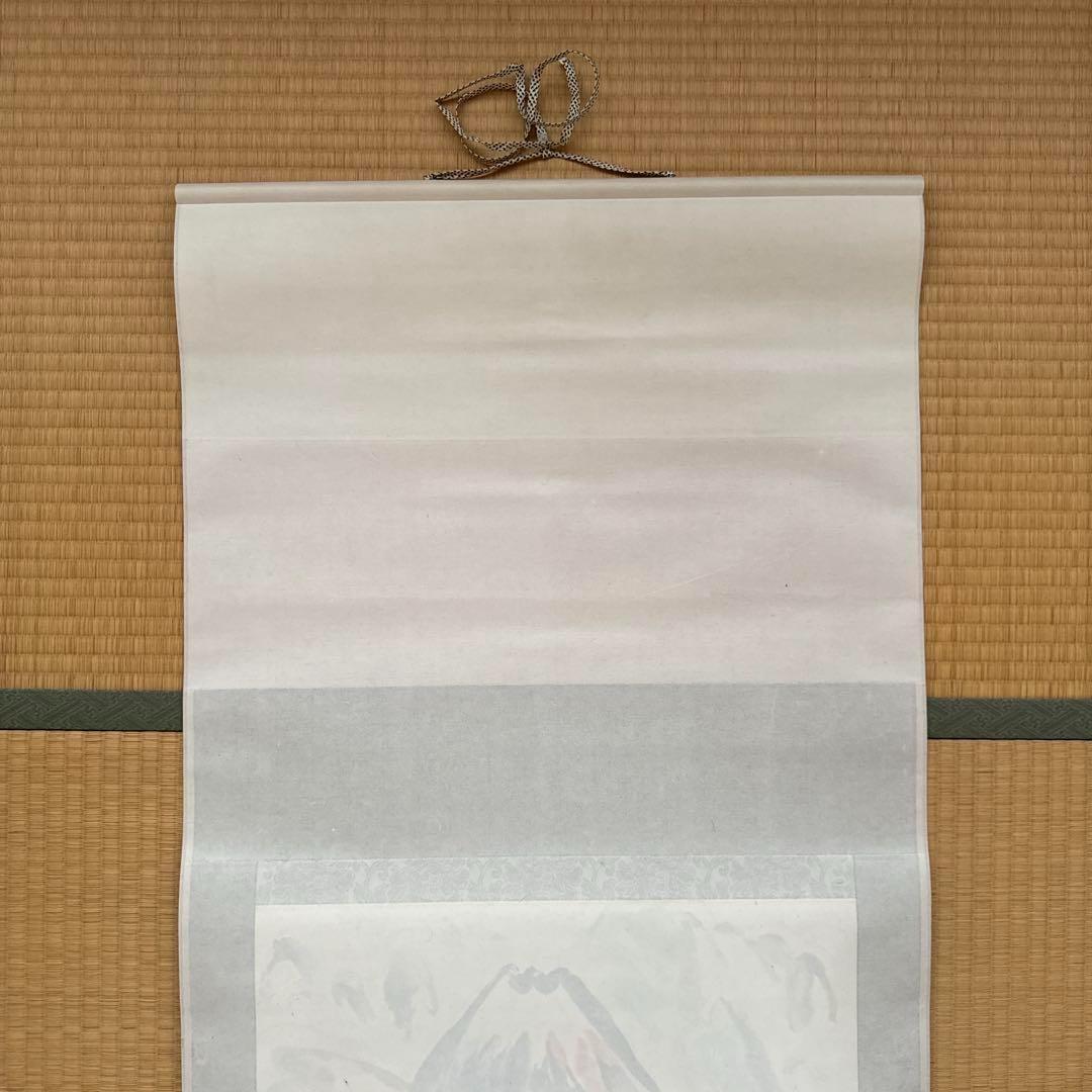 箱付 富士初雪 掛軸 茶道 和室 茶 工芸品 アンティーク 書道 日本 宮尾清一