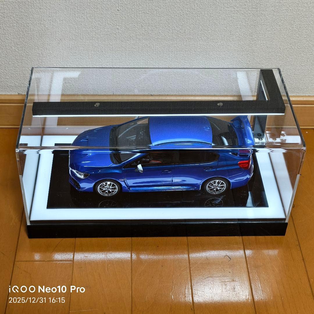 1/18 ミニカー用 LED照明付ディスプレイケース【ピアノブラック】