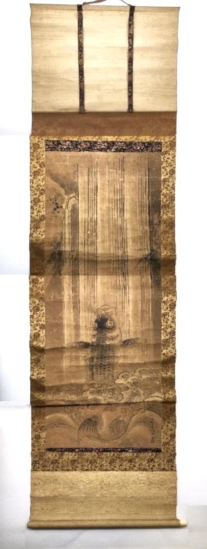 【 松花堂昭乗 龍門 】　南山隠士　鯉瀧登図　江戸初期　軸装