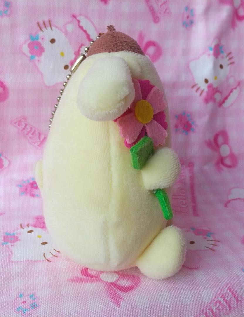 ポムポムプリン　ぬいぐるみ　マスコット　キーホルダー　お花　葉っぱ　レトロ