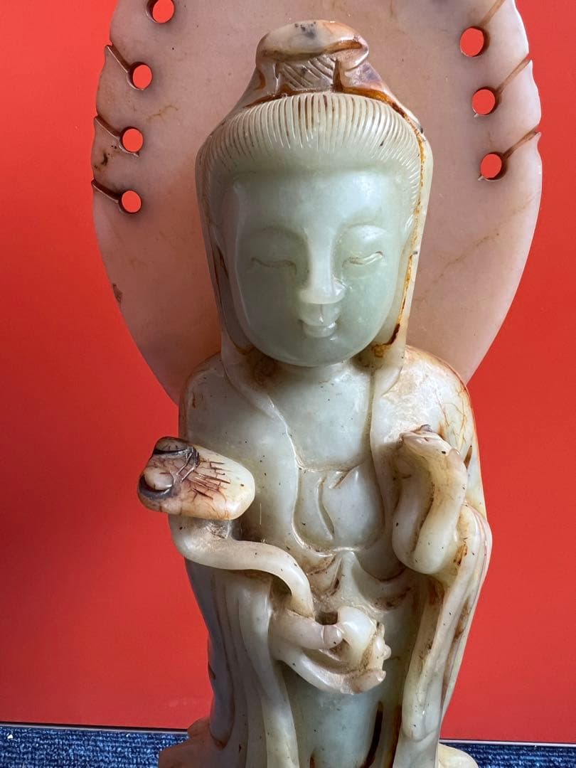 1293 特上彫 如意観音 観音菩薩 開運厄除 仏教美術 仏像 置物 彫刻工芸品