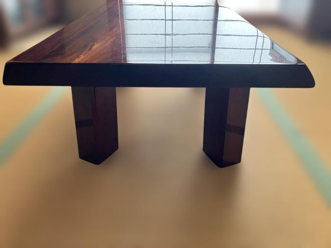 《希少》鈴木家具の天然無垢・高級銘木一枚板座卓（ローテーブル）・光沢仕上げ 和室