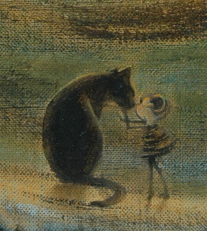油絵 菅家令子絵 絵画インテリア額付(白) F3-051821 祈り犬猫 女の子