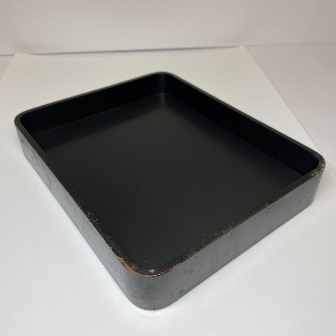 時代 本堆黒 硯箱 22.5×18.5×4.5cm 東キ7-1129☆2Fトコチ