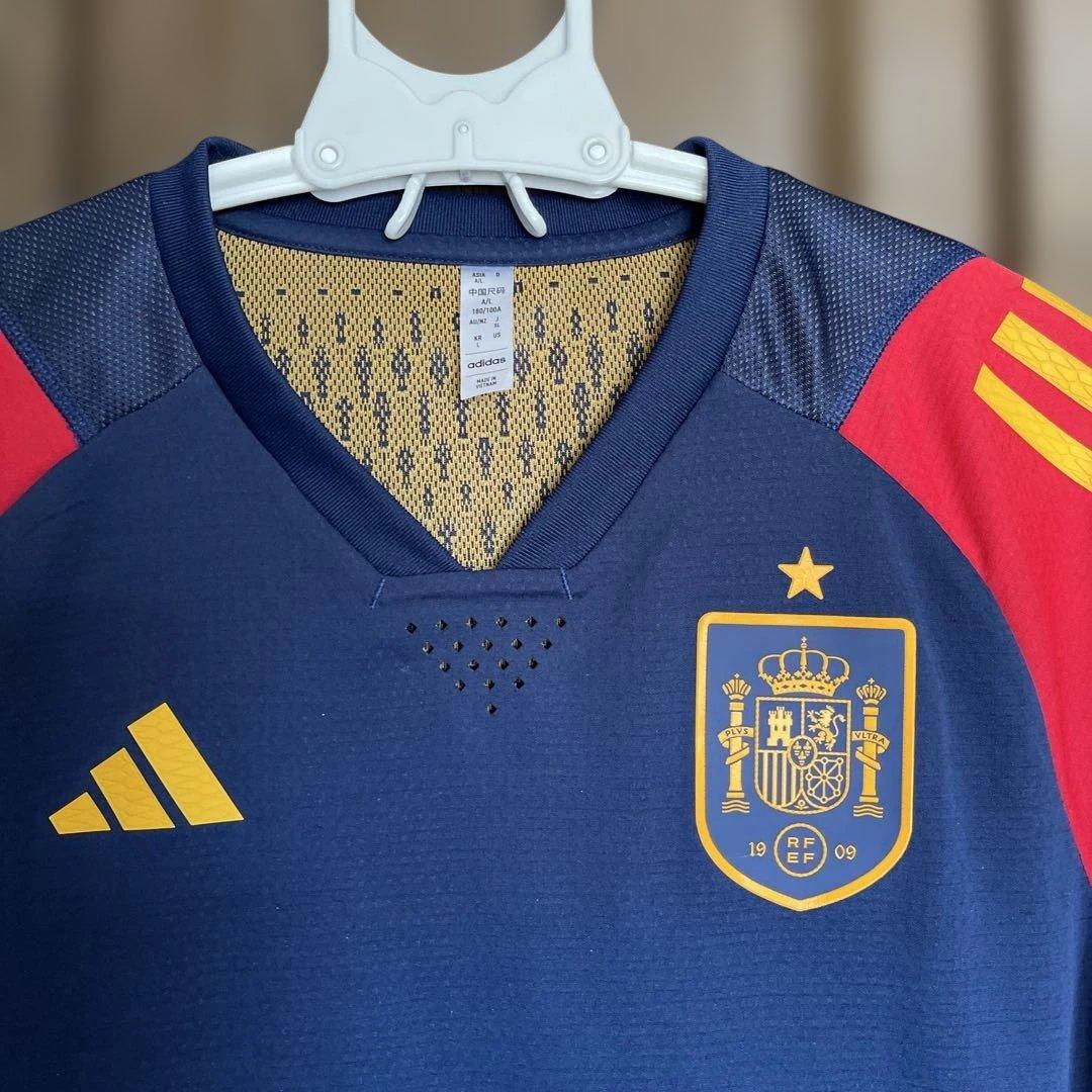 adidas スペイン代表 サッカーユニフォーム半袖 ネイビー　X L