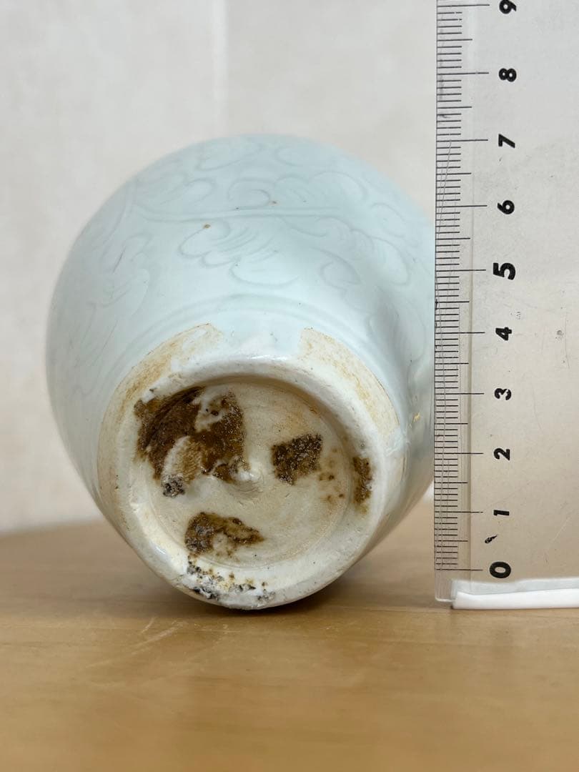 中国元時代影青釉　刻画花紋　梅瓶　骨董 美術品　唐物　 江戸　青磁　コレクション
