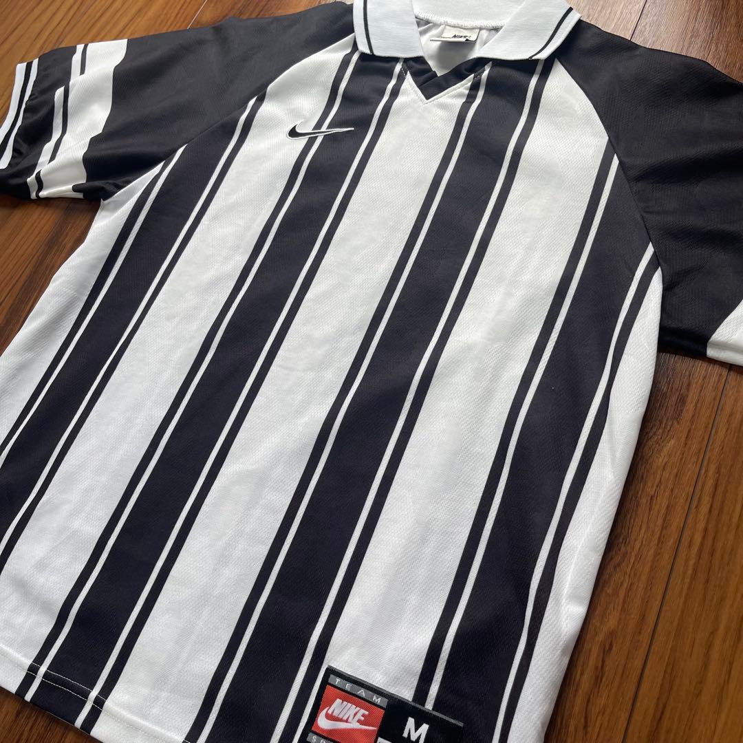 90s NIKE ゲームシャツ 白黒 M madeinUK サッカーNIKE
