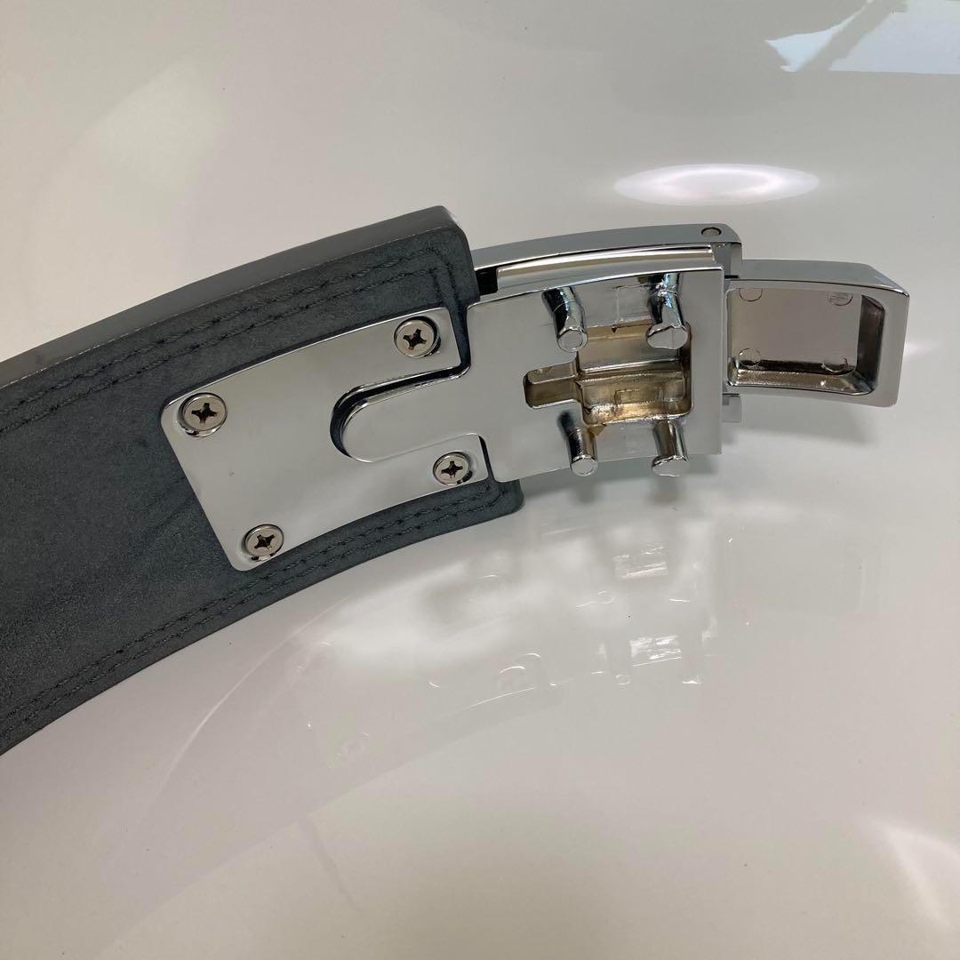 訳あり パワーベルト レバーアクション ワンタッチ可変式 本革 シルバーバックル